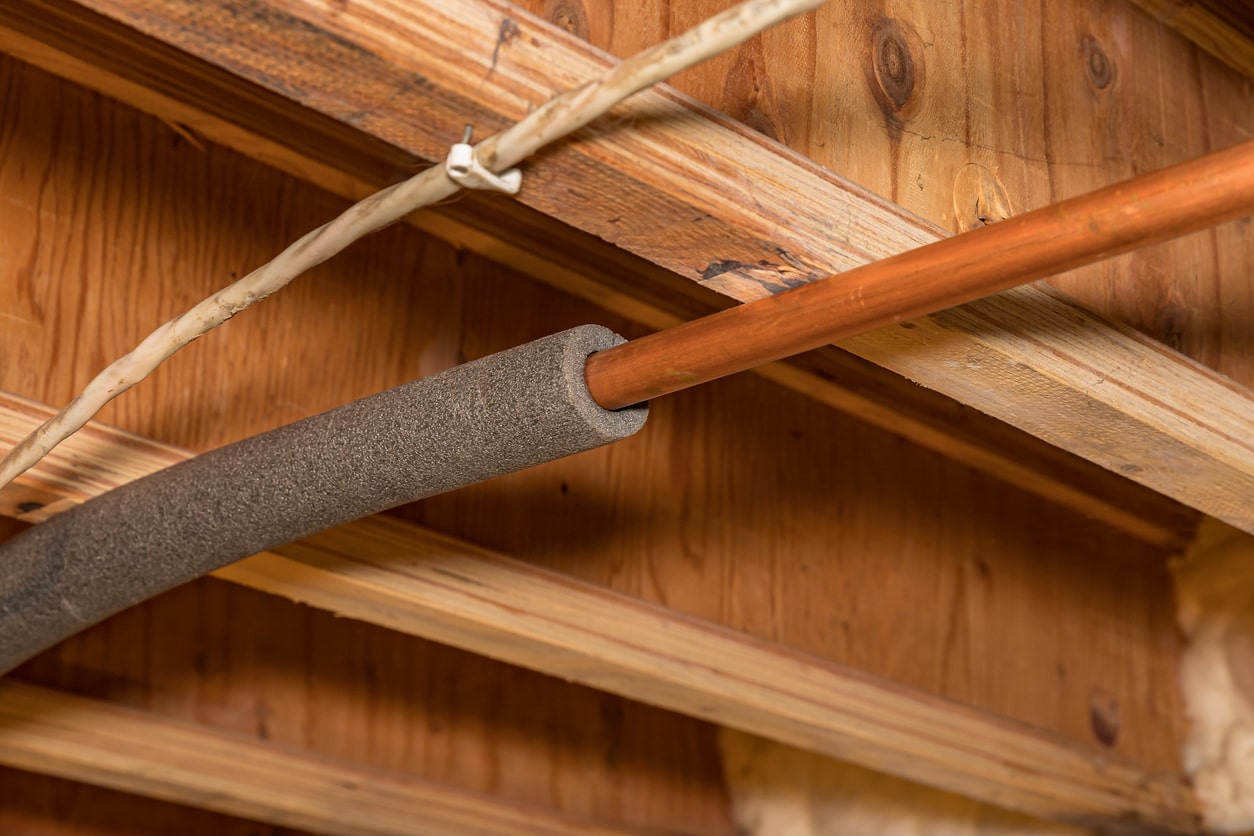 insulated pipes inside house